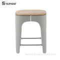 Modern plastic and wood square stool dinning chair